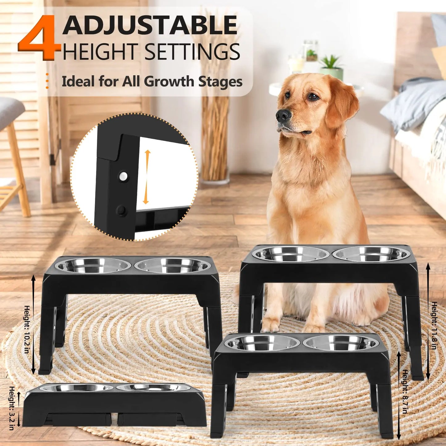 Elevated Dog Feeder with Adjustable Stand