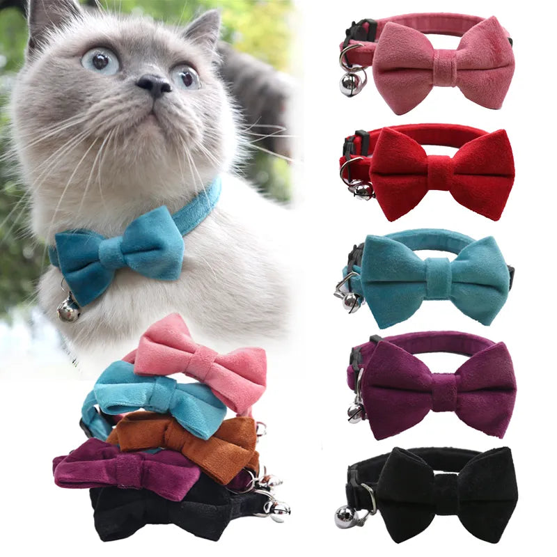 Velvet Cat Collar with Bowknot