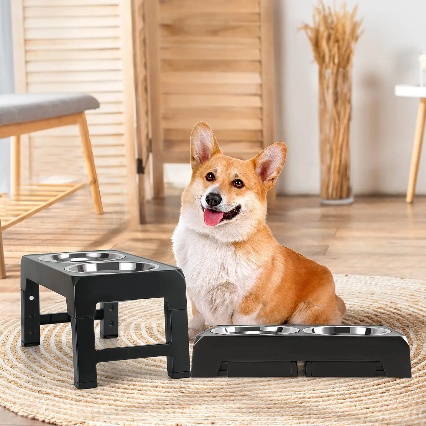 Elevated Dog Feeder with Adjustable Stand