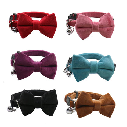 Velvet Cat Collar with Bowknot